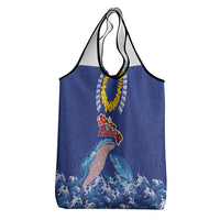 Hawaiian Sea Animals Grocery Bag Whales Shark and Turtle Guardians with Tribal Pattern