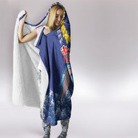 Hawaiian Sea Animals Hooded Blanket Whales Shark and Turtle Guardians with Tribal Pattern