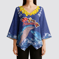 Hawaiian Sea Animals Kimono Sleeve Blouse Whales Shark and Turtle Guardians with Tribal Pattern