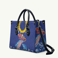 Hawaiian Sea Animals Leather Bag Whales Shark and Turtle Guardians with Tribal Pattern