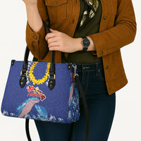 Hawaiian Sea Animals Leather Bag Whales Shark and Turtle Guardians with Tribal Pattern