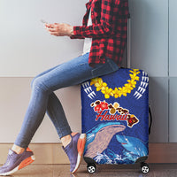 Hawaiian Sea Animals Luggage Cover Whales Shark and Turtle Guardians with Tribal Pattern