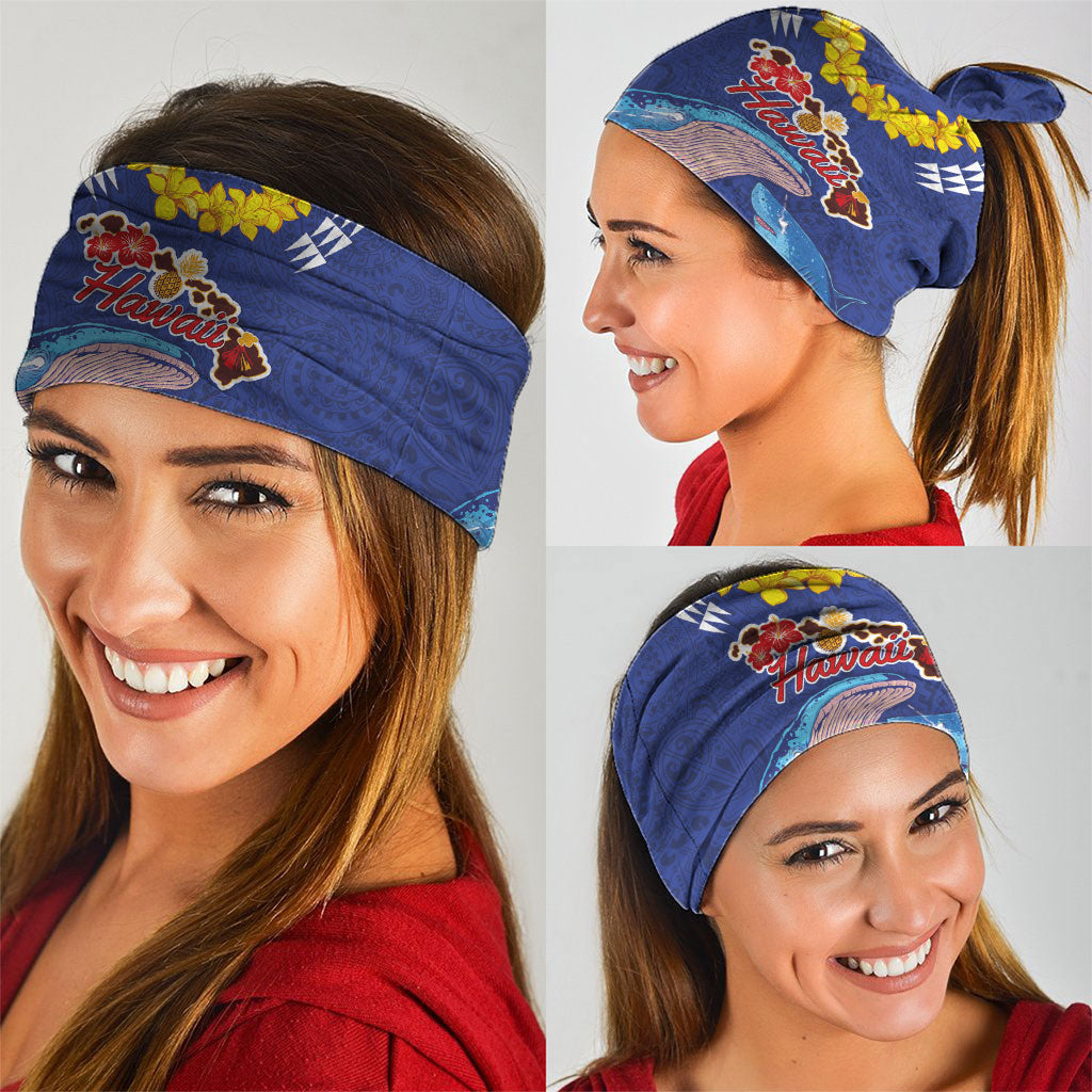 Hawaiian Sea Animals Neck Gaiter Whales Shark and Turtle Guardians with Tribal Pattern