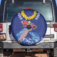 Hawaiian Sea Animals Spare Tire Cover Whales Shark and Turtle Guardians with Tribal Pattern