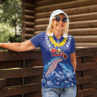 Hawaiian Sea Animals Women Polo Shirt Whales Shark and Turtle Guardians with Tribal Pattern LT03 - Polynesian Pride