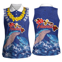 Hawaiian Sea Animals Women Sleeveless Polo Shirt Whales Shark and Turtle Guardians with Tribal Pattern LT03 - Polynesian Pride