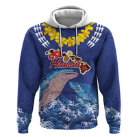 Hawaiian Sea Animals Zip Hoodie Whales Shark and Turtle Guardians with Tribal Pattern