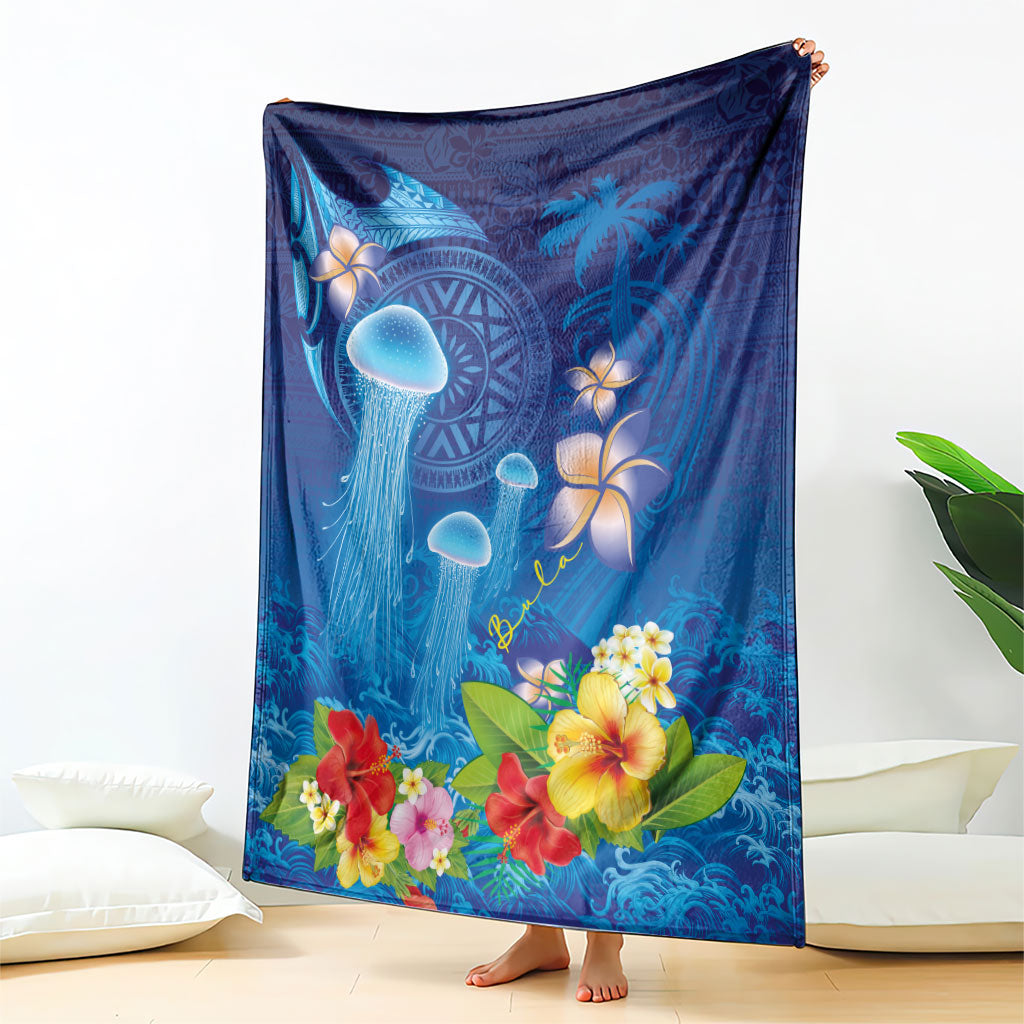 Fiji Jellyfish Blanket Tapa Patterns and Hibiscus Sea Vibe