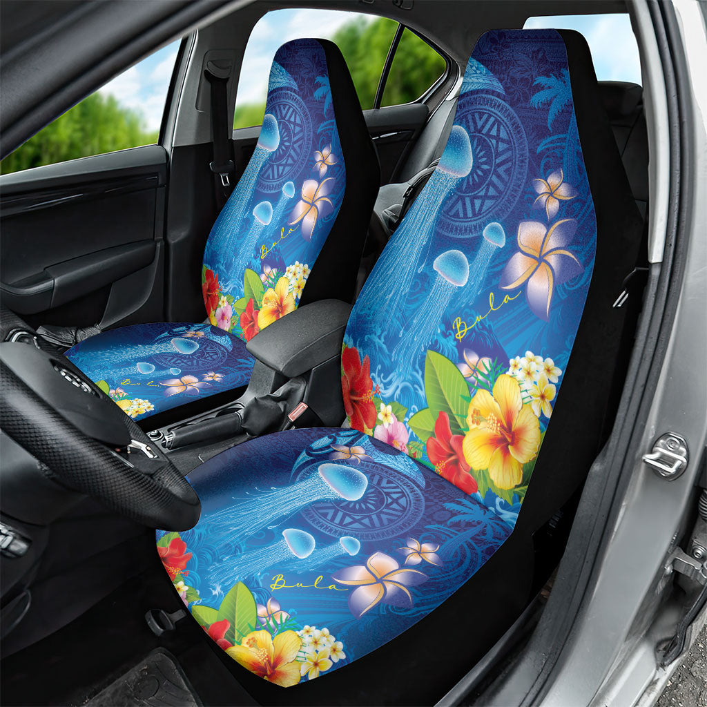Fiji Jellyfish Car Seat Cover Tapa Patterns and Hibiscus Sea Vibe