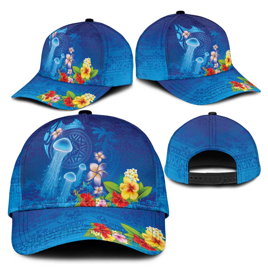 Fiji Jellyfish Classic Cap Tapa Patterns and Hibiscus Sea Vibe
