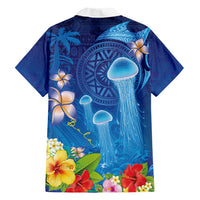 Fiji Jellyfish Hawaiian Shirt Tapa Patterns and Hibiscus Sea Vibe