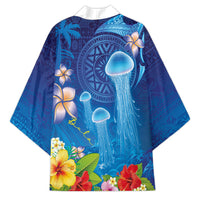 Fiji Jellyfish Kimono Tapa Patterns and Hibiscus Sea Vibe