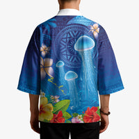 Fiji Jellyfish Kimono Tapa Patterns and Hibiscus Sea Vibe