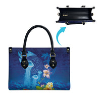 Fiji Jellyfish Leather Bag Tapa Patterns and Hibiscus Sea Vibe