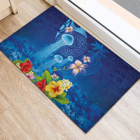 Fiji Jellyfish Rubber Doormat Tapa Patterns and Hibiscus Sea Vibe