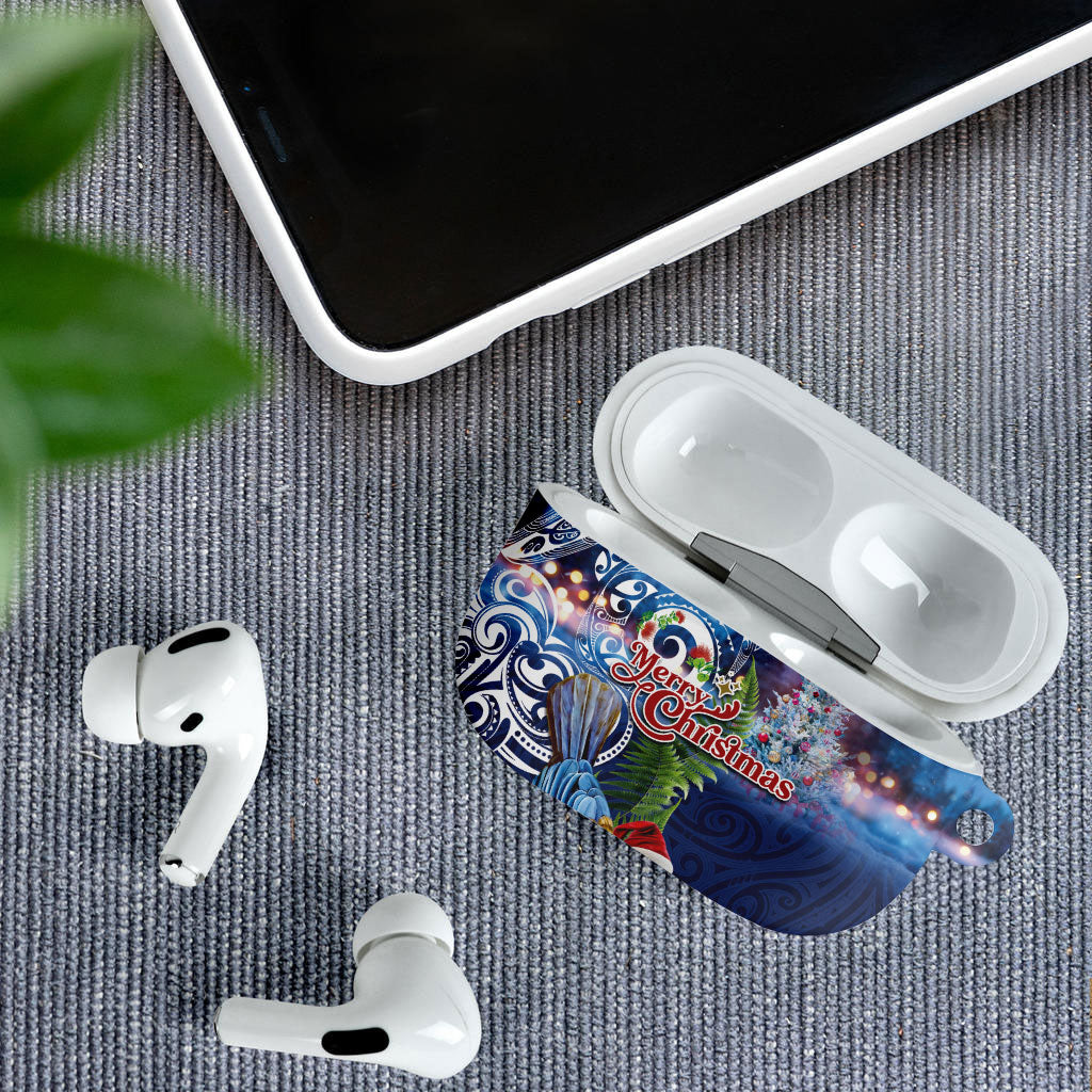 New Zealand Merry Christmas AirPods Case Maori Tribal Pattern with Xmas Tui Bird LT03 - Polynesian Pride