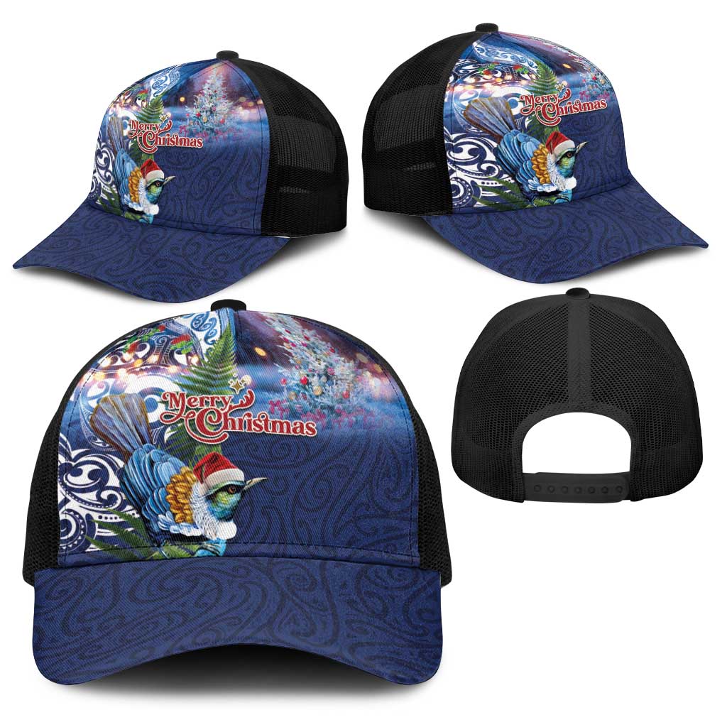 New Zealand Merry Christmas Baseball Net Cap Maori Tribal Pattern with Xmas Tui Bird LT03 - Polynesian Pride