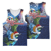 New Zealand Merry Christmas Basketball Jersey Maori Tribal Pattern with Xmas Tui Bird LT03 - Polynesian Pride
