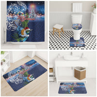 New Zealand Merry Christmas Bathroom Set Maori Tribal Pattern with Xmas Tui Bird
