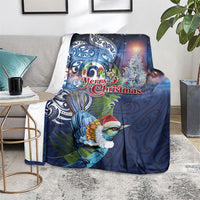 New Zealand Merry Christmas Blanket Maori Tribal Pattern with Xmas Tui Bird