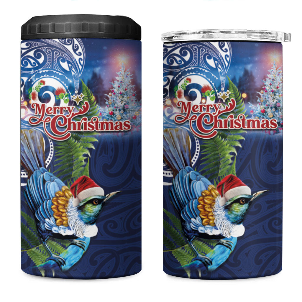 New Zealand Merry Christmas 4 in 1 Can Cooler Tumbler Maori Tribal Pattern with Xmas Tui Bird LT03 One Size: 16 oz Multicolor - Polynesian Pride