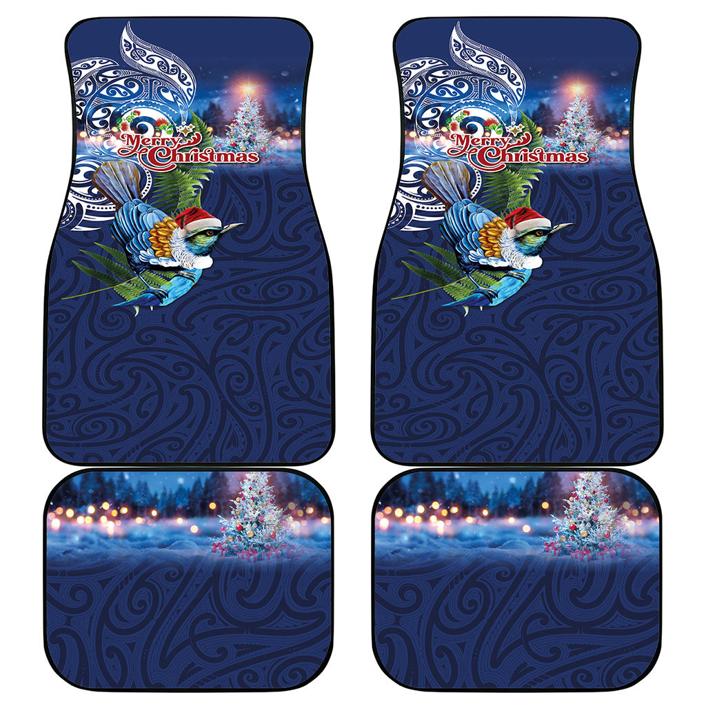 New Zealand Merry Christmas Car Mats Maori Tribal Pattern with Xmas Tui Bird