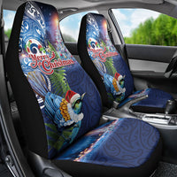 New Zealand Merry Christmas Car Seat Cover Maori Tribal Pattern with Xmas Tui Bird LT03 - Polynesian Pride