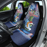 New Zealand Merry Christmas Car Seat Cover Maori Tribal Pattern with Xmas Tui Bird LT03 - Polynesian Pride