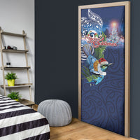 New Zealand Merry Christmas Door Cover Maori Tribal Pattern with Xmas Tui Bird LT03 - Polynesian Pride