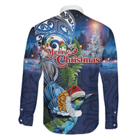New Zealand Merry Christmas Family Matching Long Sleeve Bodycon Dress and Hawaiian Shirt Maori Tribal Pattern with Xmas Tui Bird LT03 - Polynesian Pride