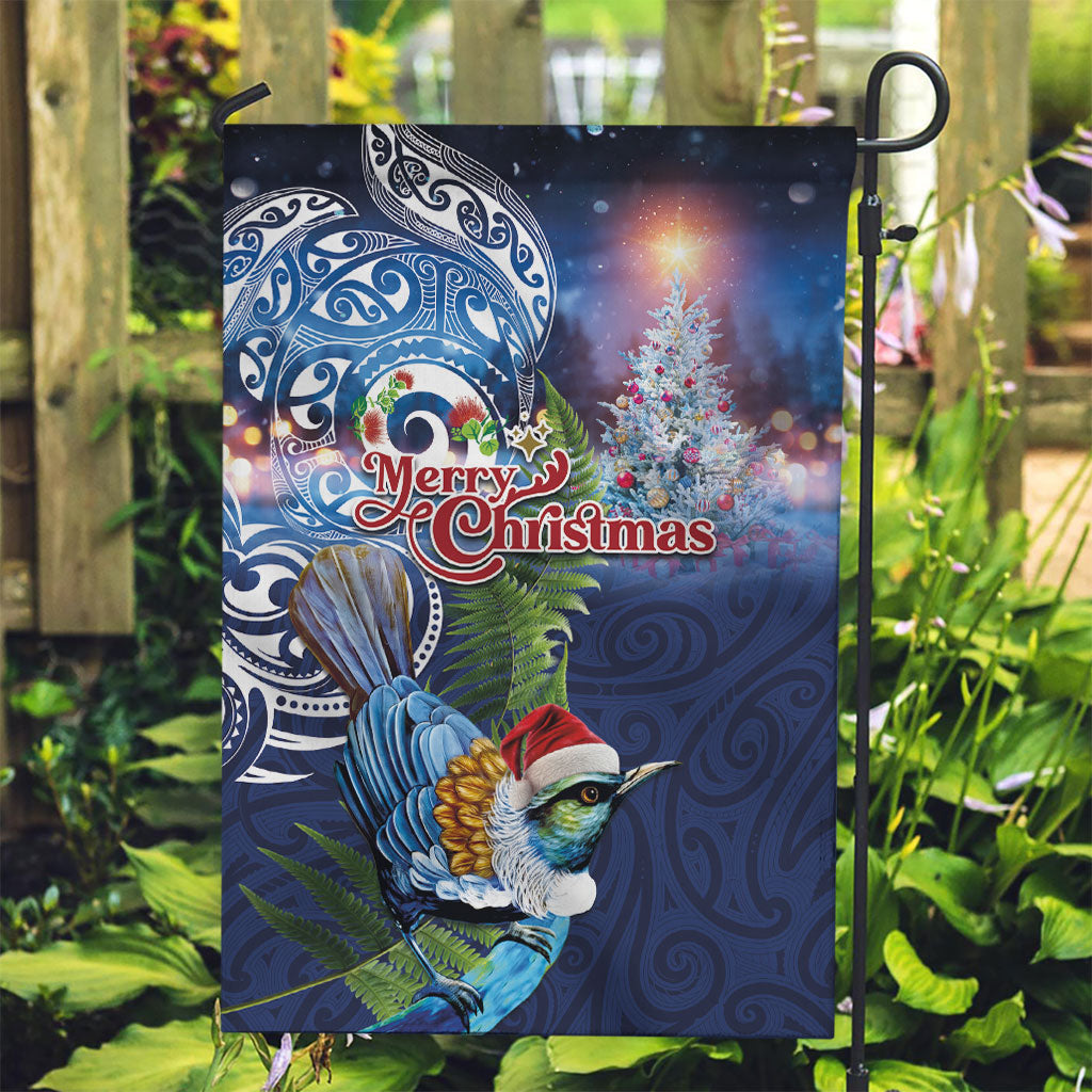 New Zealand Merry Christmas Garden Flag Maori Tribal Pattern with Xmas Tui Bird LT03 Garden Flag Multicolor - Polynesian Pride