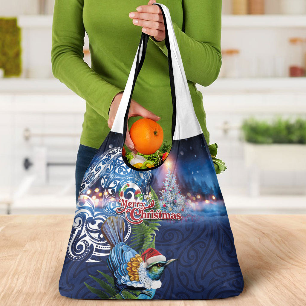 New Zealand Merry Christmas Grocery Bag Maori Tribal Pattern with Xmas Tui Bird LT03 - Polynesian Pride