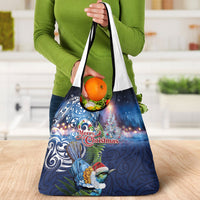 New Zealand Merry Christmas Grocery Bag Maori Tribal Pattern with Xmas Tui Bird LT03 - Polynesian Pride