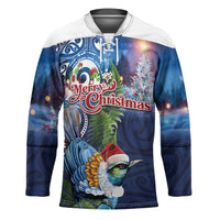 New Zealand Merry Christmas Hockey Jersey Maori Tribal Pattern with Xmas Tui Bird LT03 Unisex Multicolor - Polynesian Pride