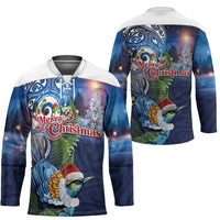 New Zealand Merry Christmas Hockey Jersey Maori Tribal Pattern with Xmas Tui Bird LT03 - Polynesian Pride