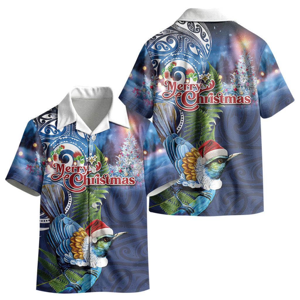 New Zealand Merry Christmas Kid Hawaiian Shirt Maori Tribal Pattern with Xmas Tui Bird LT03 - Polynesian Pride
