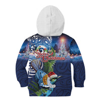 New Zealand Merry Christmas Kid Hoodie Maori Tribal Pattern with Xmas Tui Bird LT03 - Polynesian Pride