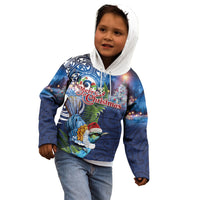 New Zealand Merry Christmas Kid Hoodie Maori Tribal Pattern with Xmas Tui Bird LT03 - Polynesian Pride
