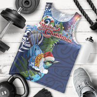 New Zealand Merry Christmas Men Tank Top Maori Tribal Pattern with Xmas Tui Bird LT03 - Polynesian Pride