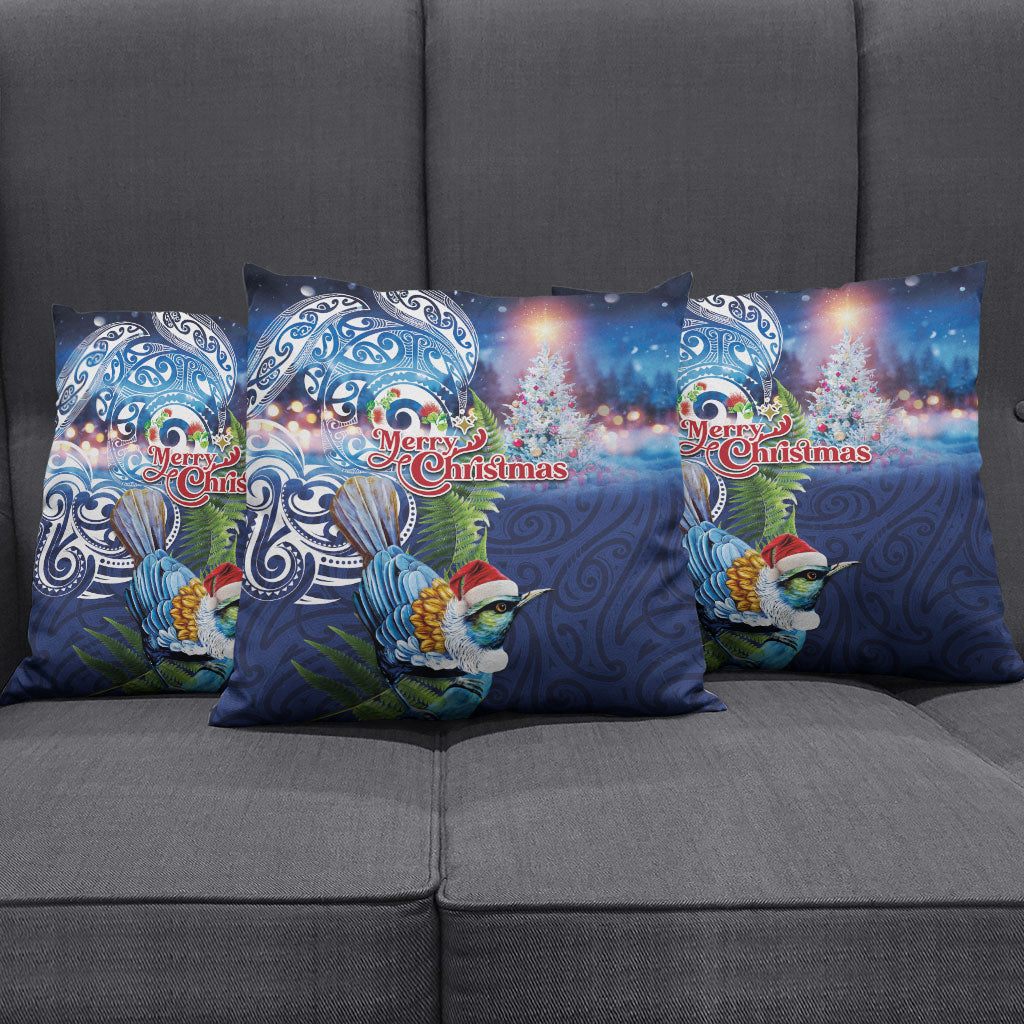 New Zealand Merry Christmas Pillow Cover Maori Tribal Pattern with Xmas Tui Bird LT03 - Polynesian Pride