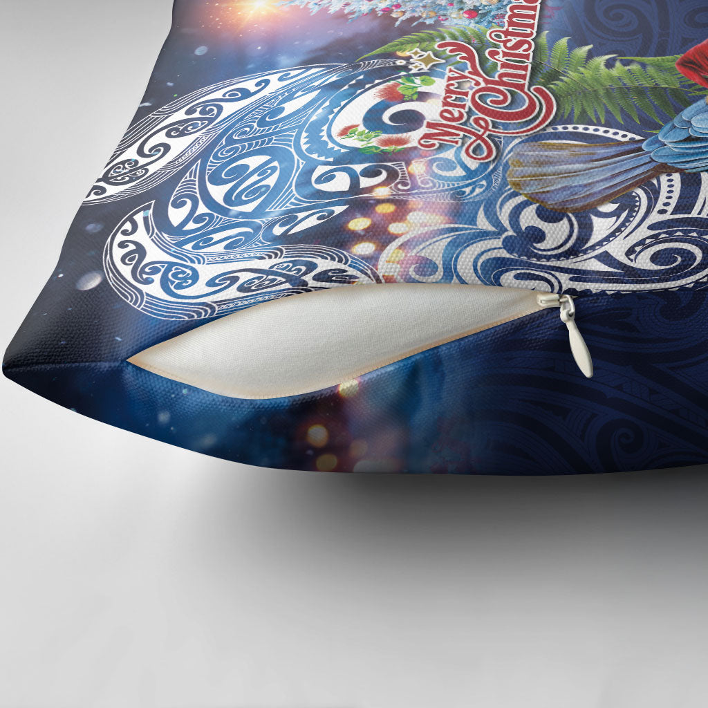 New Zealand Merry Christmas Pillow Cover Maori Tribal Pattern with Xmas Tui Bird LT03 - Polynesian Pride
