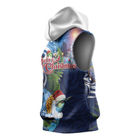 New Zealand Merry Christmas Sleeveless Hoodie Maori Tribal Pattern with Xmas Tui Bird LT03 - Polynesian Pride