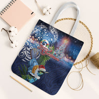 New Zealand Merry Christmas Tote Bag Maori Tribal Pattern with Xmas Tui Bird LT03 White Strap One Size Multicolor - Polynesian Pride
