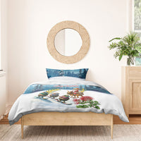 New Zealand and Australia Merry Christmas Bedding Set Kiwi Birds Skiing and Koala Santa Riding Kangaroo LT03 - Polynesian Pride
