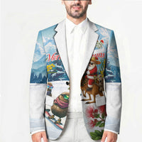 New Zealand and Australia Merry Christmas Blazer Kiwi Birds Skiing and Koala Santa Riding Kangaroo LT03 - Polynesian Pride