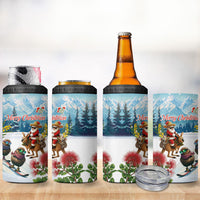 New Zealand and Australia Merry Christmas 4 in 1 Can Cooler Tumbler Kiwi Birds Skiing and Koala Santa Riding Kangaroo LT03 - Polynesian Pride