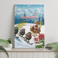 New Zealand and Australia Merry Christmas Canvas Wall Art Kiwi Birds Skiing and Koala Santa Riding Kangaroo LT03 - Polynesian Pride