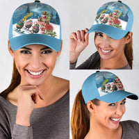 New Zealand and Australia Merry Christmas Classic Cap Kiwi Birds Skiing and Santa Riding Kangaroo with Koala LT03 - Polynesian Pride