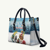 New Zealand and Australia Merry Christmas Leather Bag Kiwi Birds Skiing and Koala Santa Riding Kangaroo LT03 Multicolor - Polynesian Pride