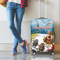 New Zealand and Australia Merry Christmas Luggage Cover Kiwi Birds Skiing and Koala Santa Riding Kangaroo LT03 - Polynesian Pride
